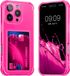 kwmobile Hoesje met kaarthouder voor Apple iPhone 16 Pro Max - telefoonhoesje met kaartsleuf - Soft Case - beschermhoesje in neon roze / transparant