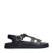 Manfield Zwarte Leren Sandalen