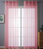 203322 Set transparante gordijnen, set van 2 gordijnen, voor de woonkamer, voile, loodband, H x B 225 x 140 cm, roze