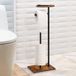 Unyqoos® Vrijstaande toiletpapierhouder met opbergruimte - bruin, hout en staal