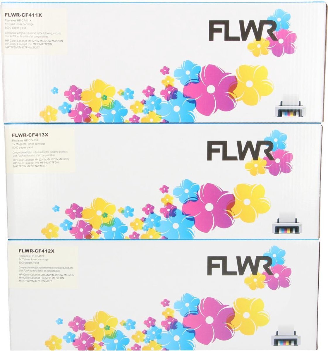 FLWR - Toners / 410X / 3-pack Kleuren C/M/Y - Geschikt voor HP