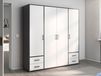 VOLTARI Armoire 4 portes 4 tiroirs gris métallique/blanc alpin