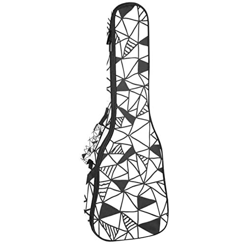 Mersov Concert Ukelele Rugzak, Heavy Duty Ukulele Case Bag met Opslag, Sopraan Concert Tenor Ukelele 10MM Gewatteerde BagBlack SheepsAbstracte Driehoeken Zwart Wit Patroon
