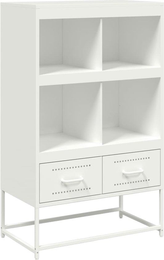 vidaXL Hoge kast - 68x39x111,5 cm - Staal - Wit