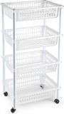 Plasticforte Keukentrolley op wieltjes - 4-laags - transparant - kunststof - 40x50x85 cm - opberg trolley