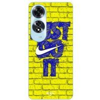 Oppo Etui Oppo A60 logo just do it blauw voorzijde geel Maniacase