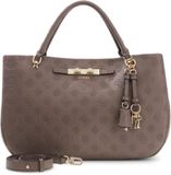 GUESS Carmella Girlfriend Satchel Taupe Logo Schoudertas