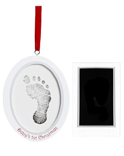Pearhead Babyprints Pasgeboren Baby Handafdruk of Voetafdruk Dubbelzijdig Photo Ornament met Clean Touch Ink Pad, maakt een perfect cadeau voor baby's eerste kerst
