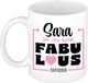 Bellatio Decorations Naam mok Sara - wit - Fabulous - keramiek - 300 ml