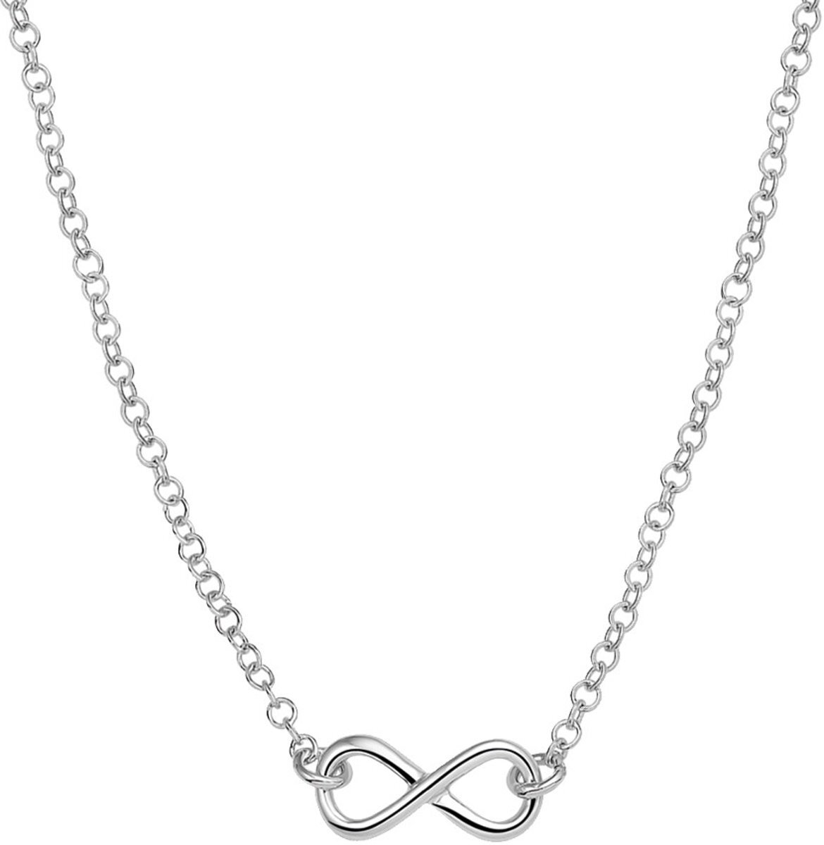 The Fashion Jewelry Collection Ketting Infinity 2,1 mm 40 + 4 cm - Zilver Gerhodineerd