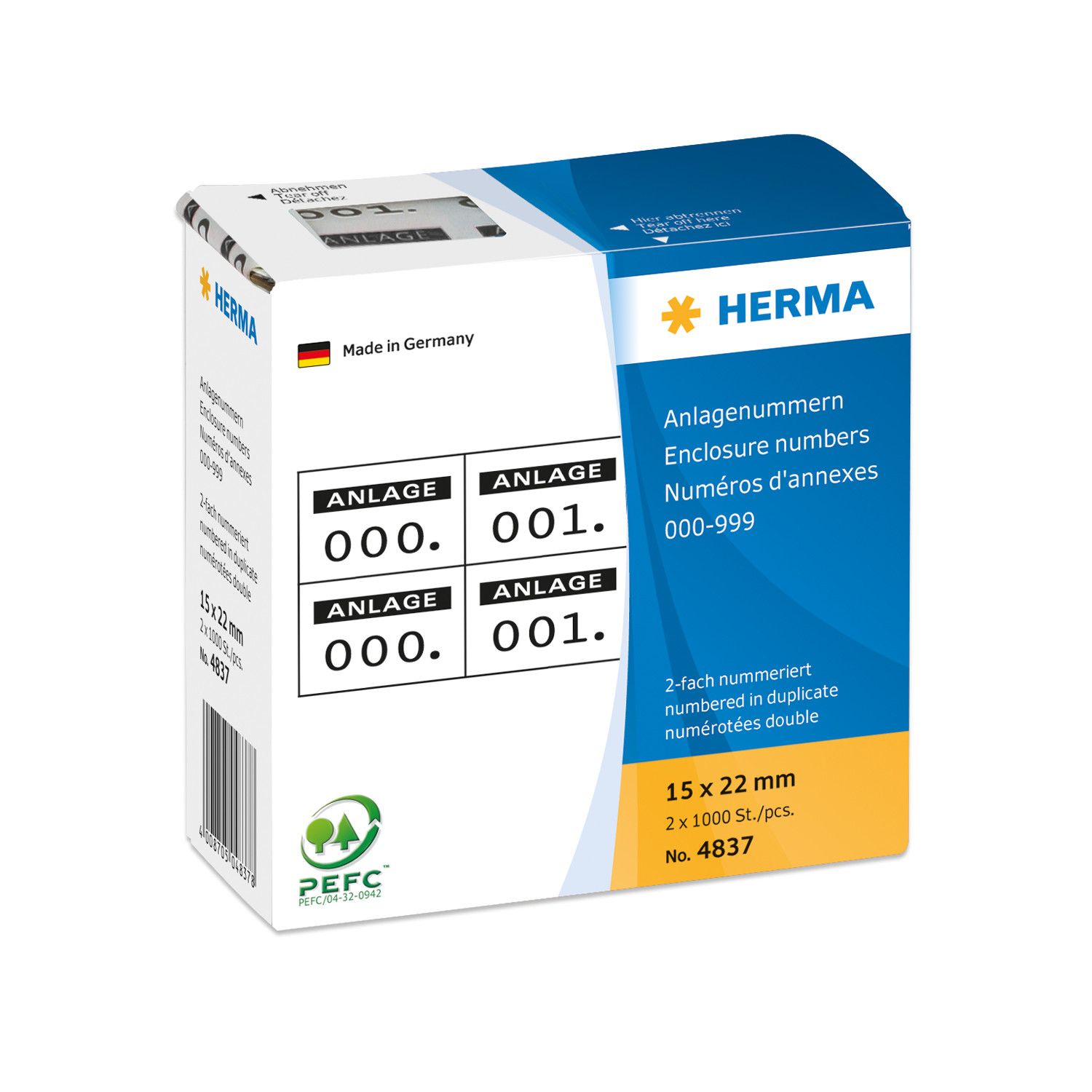 HERMA Enclosure numbers self-adhesive 0-999 - 15x22 mm - black