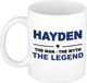 Bellatio Decorations naam cadeau mok - Hayden - man myth legend - koffiemok - 300 ml - collega - vaderdag