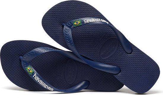 Havaianas Brasil Logo Slippers - Navy - Unisex - 35/36 - 2025