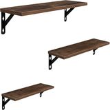 Merkloos / Sans marque Relaxdays Wandplank - set van 3 - donkerbruin