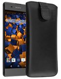 mumbi Echt leren hoesje compatibel met Sony Xperia XA hoes leren tas case wallet, zwart