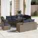 Maison Exclusive - Ensemble de meubles de jardin 9 pièces avec canapé, coussins inclus, gris, en polyrotin et bois d'acacia