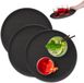 Merkloos Relaxdays Set van 3 serveerdienbladen, rond, Ø 35 cm, antislip, zwart
