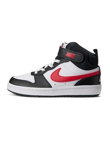 Nike Court Borough Mid 2 (Ps) Mixte enfant Chaussures de gymnastique Chaussure de tennis, Noir/blanc/rouge, 29.5 EU