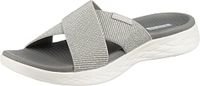 Skechers On-the-go 600 Glinsterende damessandalen, zilver.
