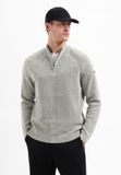 No Excess Chenille melange trui met halve rits en raglanmouwen - L