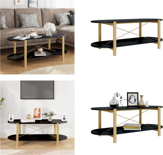 vidaXL Salontafel 110x48x40 cm bewerkt hout zwart