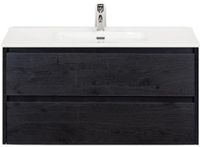 BES LED Dante Badmeubelset 100 cm - Black Oak - Keramische Wastafel Wit Cover