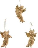 Kerstboom versiering set van 3x gouden engeltjes van 10 cm - Kerst decoraties engelen met ophanglusje