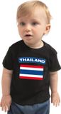 Bellatio Decorations Thailand baby shirt met vlag zwart jongens en meisjes - Kraamcadeau - Babykleding - Thailand landen t-shirt 74