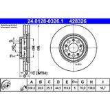 ATE Lot De 2 Disques De Frein 24.0128-0326.1 Alfa Romeo 50532932