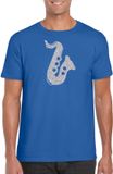 T-shirt de saxophone argenté / vêtements - bleu - pour hommes - chemises de musique / amateur de musique / saxophonistes / jazz / tenue XXL