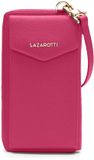 Lazarotti Bologna Leather Zip Around Wallet With Phone Pocket Hot Pink