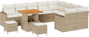 vidaXL Tuinset, 13-delig, 10 zitplaatsen, Beige en Crème