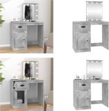 vidaXL Kaptafel met LED 90x50x132,5 cm Hout Bewerkt Beton Grijs