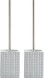 MSV Toiletborstel houder Kubik - 2x - kunststeen - lichtgrijs/zilver - 37 x 10 cm - Luxe uitstraling