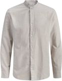 JACK&JONES JJEBREEZE LINEN BLEND BAND SHIRT L/S SN Heren Overhemd M Katoen Linnen Beige