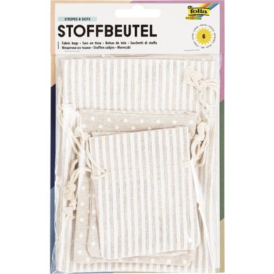 Folia Stoffen zak Stripes en stippen, 6 stuks