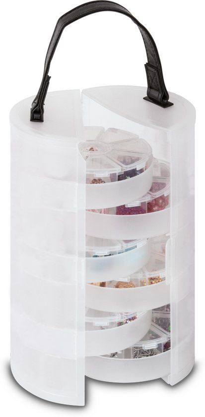 Rayher Hobby Sorteerbox - Opbergbox - met handvat, rond met 6 boxen