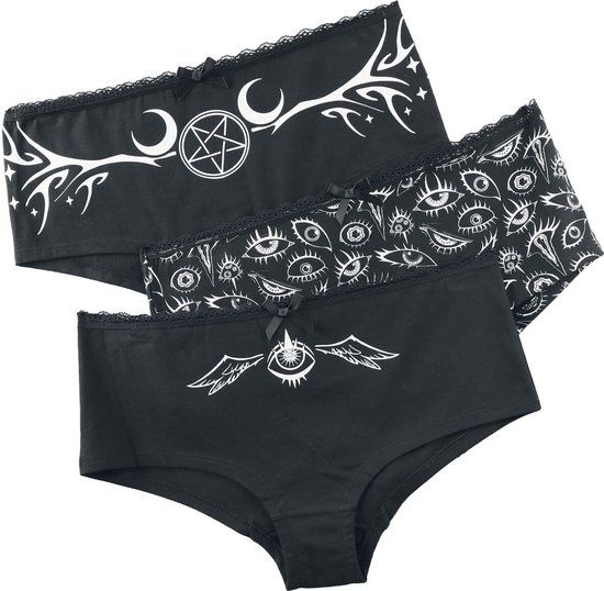 Gothicana by EMP Gothicana Zwarte slipset (2-pack) met zachte katoenmix - Dames - XXL