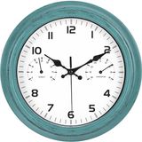 IvoQ Waterdichte Retro Vintage Wandklok met Ingebouwde Thermometer – Perfect voor Binnen & Buiten – Stil & Stijlvol
