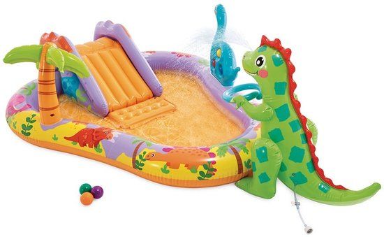 Intex Dino Park Opblaasbaar Speelzwembad - Met Glijbaan - 201x157x69cm
