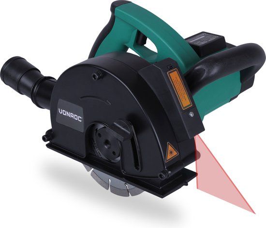 VONROC Muurfrees – Sleuvenfrees + laser – 1700W – Ø150MM – Incl. 2 diamantschijven & stofzuigadapter