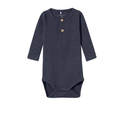 NAME IT NAME IT BABY ribgebreide romper NBMKAB donkerblauw