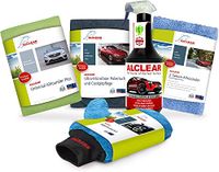 ALCLEAR 8201050 autoverzorgingsset voor diepe glans, met lak en ruiten, droogdoek, autopolijstdoek, lakverzegeling, velgenhandschoen, cockpitdoek