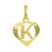 Lucardi Dames alfabet hanger hart - Letter K - Cadeau - 9 Karaat - Geelgoud