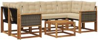 vidaXL - Acacia Hout Loungeset - Hoek Loungeset - Natuurlijk en Beige