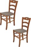 t m c s Tommychairs Cuore - Eetkamerstoelen - Set van 2 - Licht Walnoot - Stof & Hout