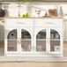 Îlot de cuisine avec éclairage LED 135x55x91 cm - Meuble de cuisine autoportant avec tiroirs et portes en verre pour salle à manger - MDF moderne - Blanc