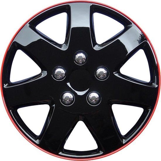 AutoStyle Wieldoppen Michigan - 14 inch - Zwart/Rood (Set van 4)