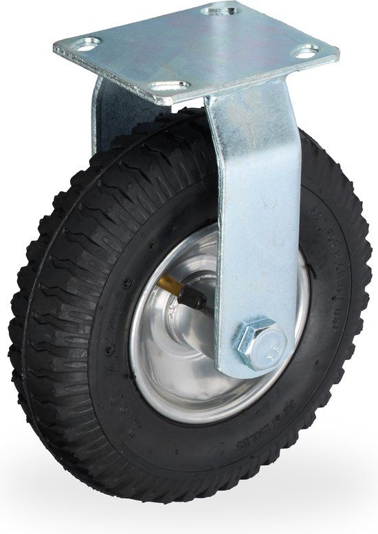 Merkloos Relaxdays Bokwiel luchtband - Ø 200 mm - 2.50-4 - tot 120 kg - zwart-zilver