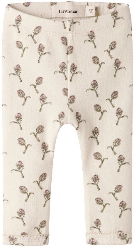 Lil' Atelier Baby Legging Gebloemd Biologisch Katoen Turtledove1